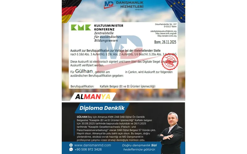Almanya da Diploma Denklik ve Vize İşlemleri - MD Danışmanlık Hizmetleri Antalya